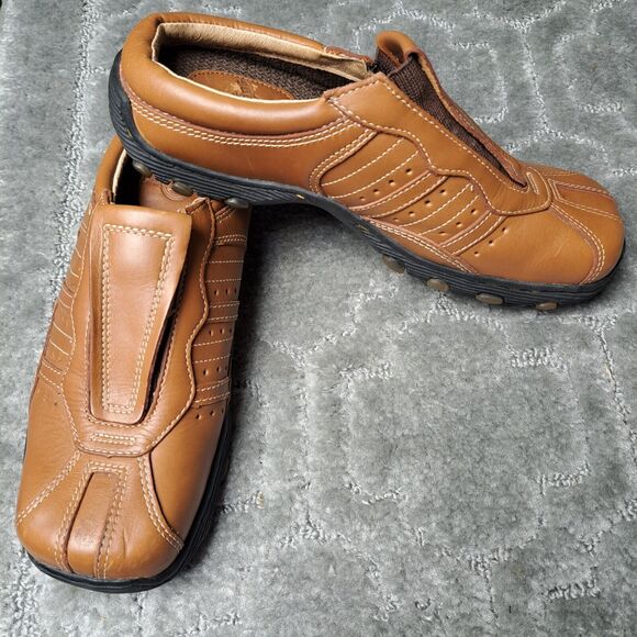 DR MARTENS Brown Leather Slip On Mules 8B02 LEATHER SQUARE TOE SHOES WOMENS SZ 6 - Picture 4 of 9